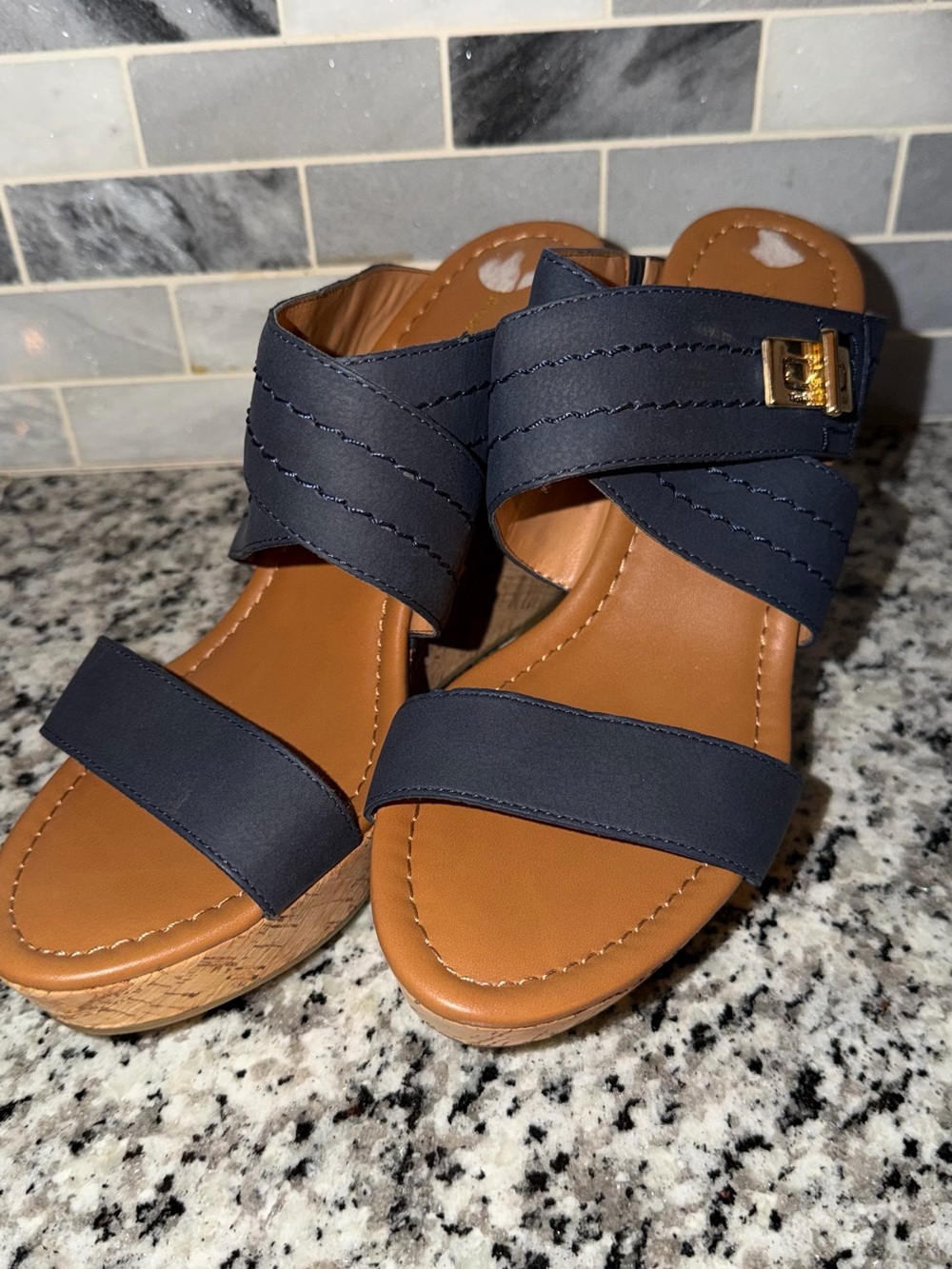 Women’s Tommy Hilfiger Navy Crisscross Wedge Sandals